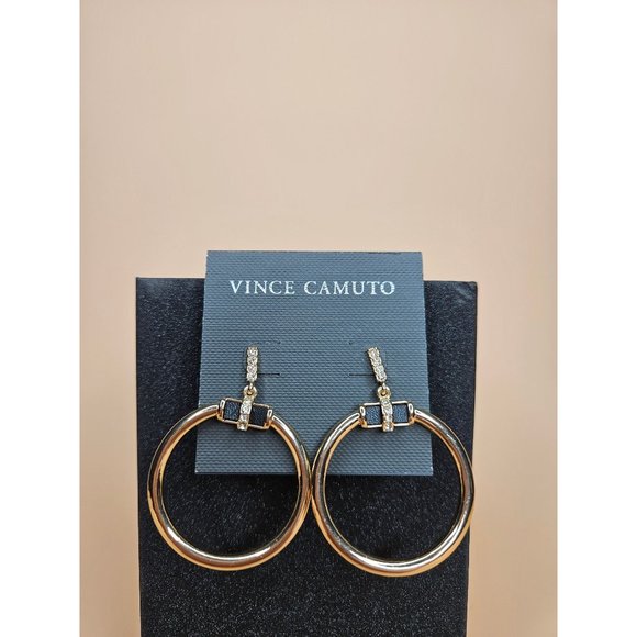 Vince Camuto Gold Dangle Hoops - Picture 2 of 3
